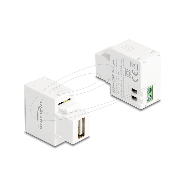 Delock 5 W-s, fekete, A-típusú USB töltő portos Keystone fehér