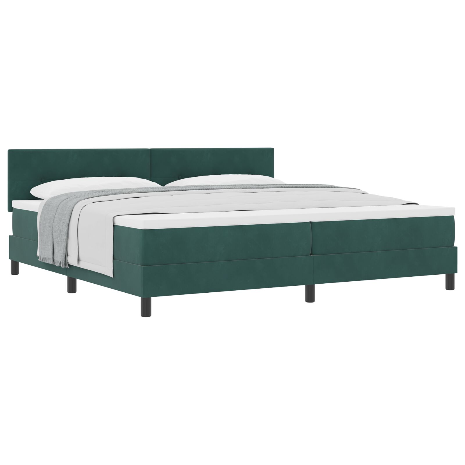 Boxspring Ágy Matrac nélkül Sötét Zöld 200x200 cm Bársony (3339197)