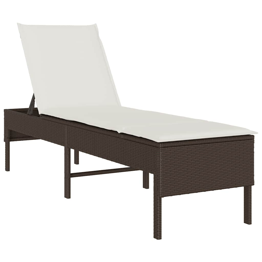 barna polyrattan napozóágy párnával 55x200x44 cm (4104101)