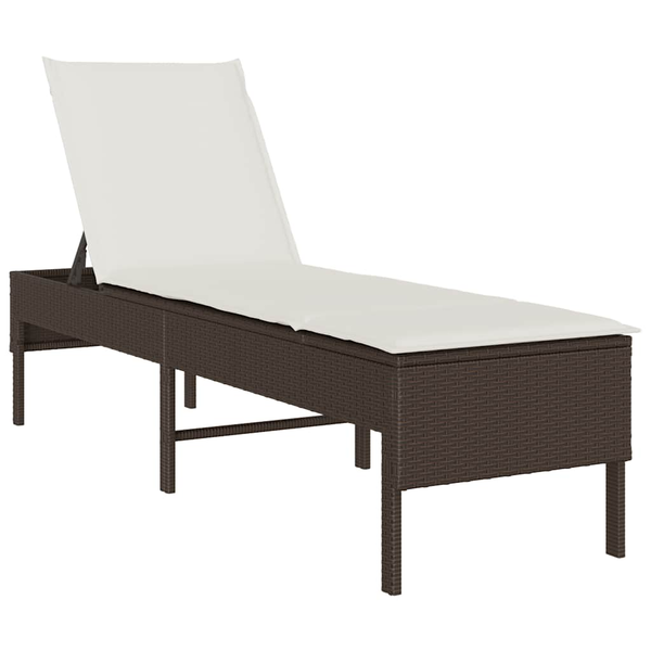 barna polyrattan napozóágy párnával 55x200x44 cm