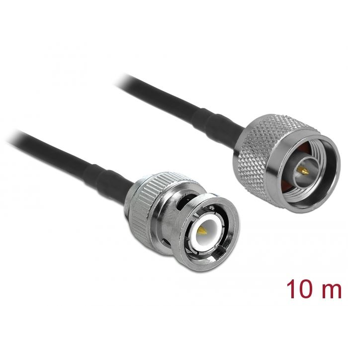 Delock antenna kábel N-dugó apa BNC-dugó LMR195 10m (90425) (DE90425)