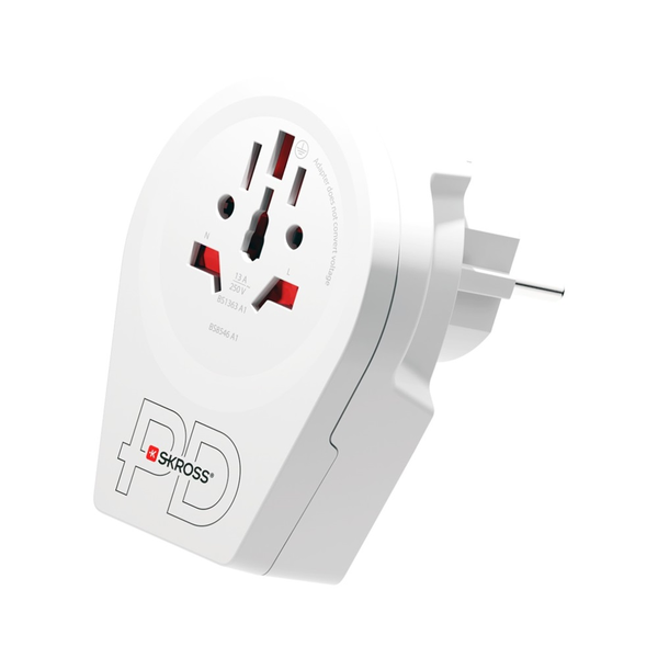 SKROSS Adapter World to Europe + USB  Type C Slot