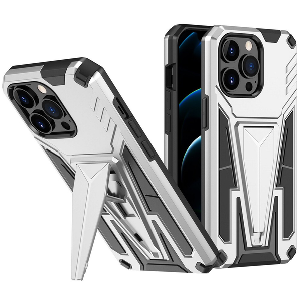 Apple iPhone 11 Pro Max, Пластмасов заден капак със силиконова вътрешна част, средна устойчивост на удар, с поддръжка, Wooze Supportive Care, сребрист (117943)