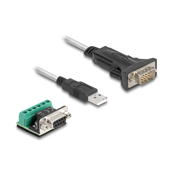 Delock Adapter USB-A/RS-422/485 St+ 6P Terminalblock 5V 1m