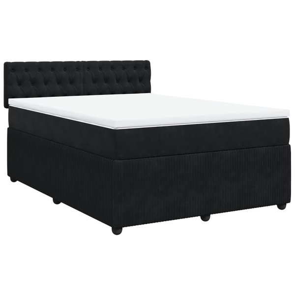 Pat box spring cu saltea, negru, 140x190 cm, catifea