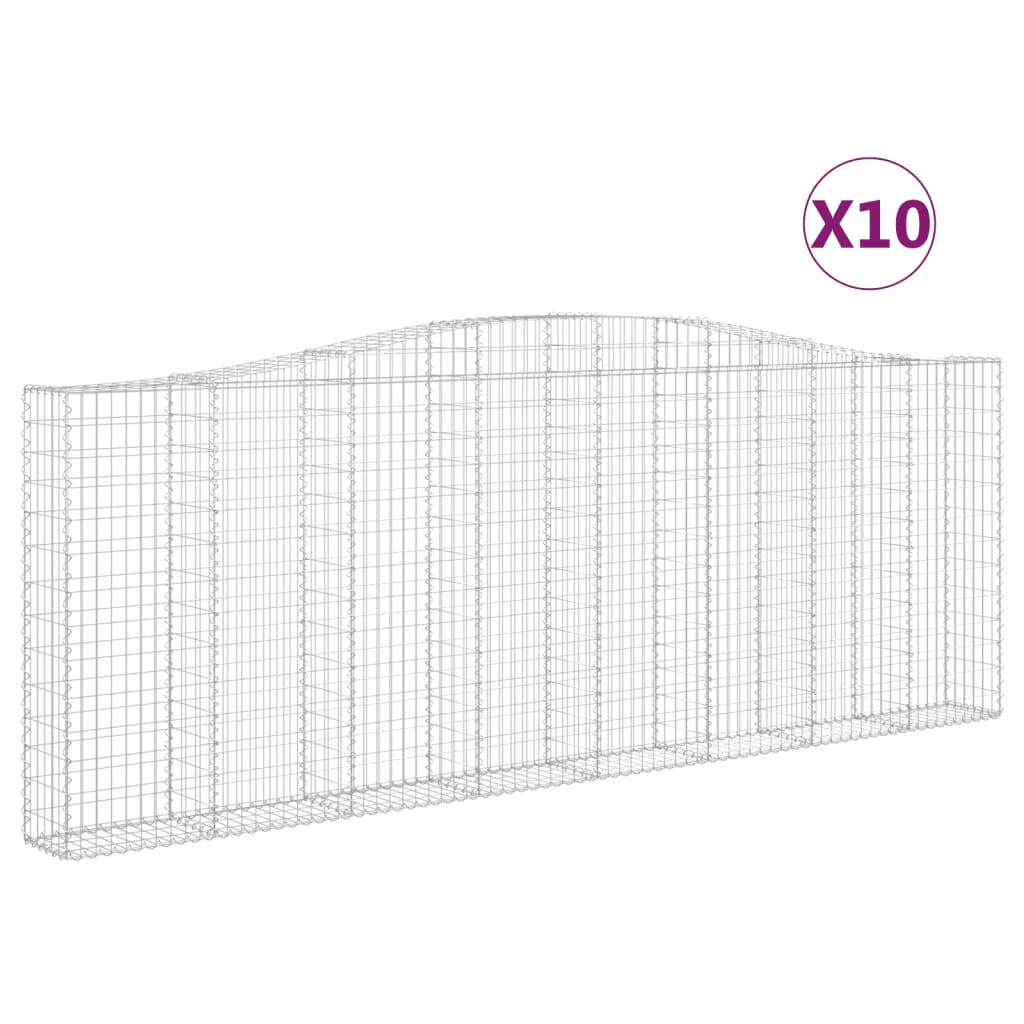 10 db íves horganyzott vas gabion kosár 400x30x140/160 cm (3145860)