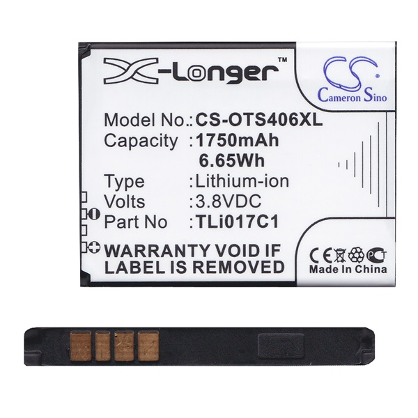 Cameron Sino Li-Ion akku (3.8V/1750mAh, GreatCall TLi017C1 kompatibilis) FEKETE Alcatel Pixi 3 4.5 (OT-4027D) (CS-OTS406XL)