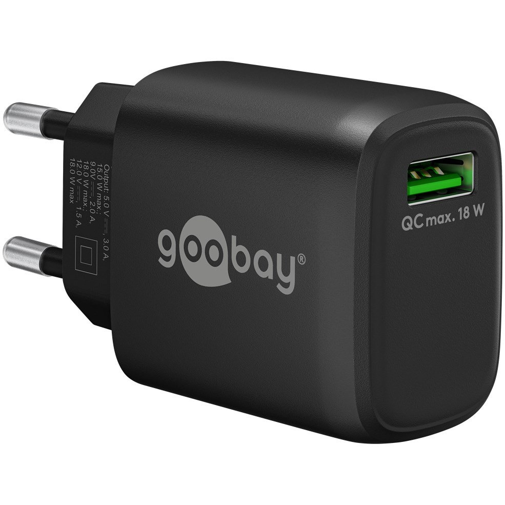 Goobay 61671 USB Type-A Hálózati töltő - Fekete (18W) (61671)