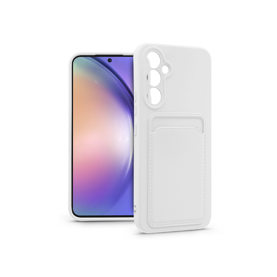 Samsung SM-A546 Galaxy A54 5G szilikon hátlap kártyatartóval - Card Case - fehér (PT-6754)