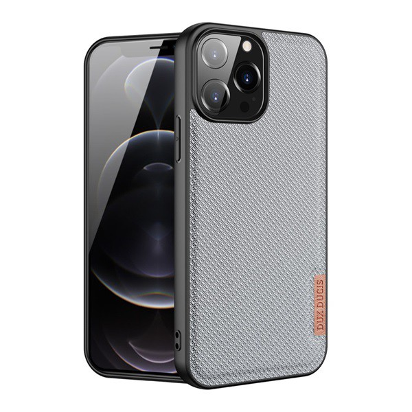 DUX DUCIS FINO szilikon telefonvédő (műanyag belső, közepesen ütésálló, rács minta) SZÜRKE [Apple iPhone 13 Pro Max] (5996591097701)