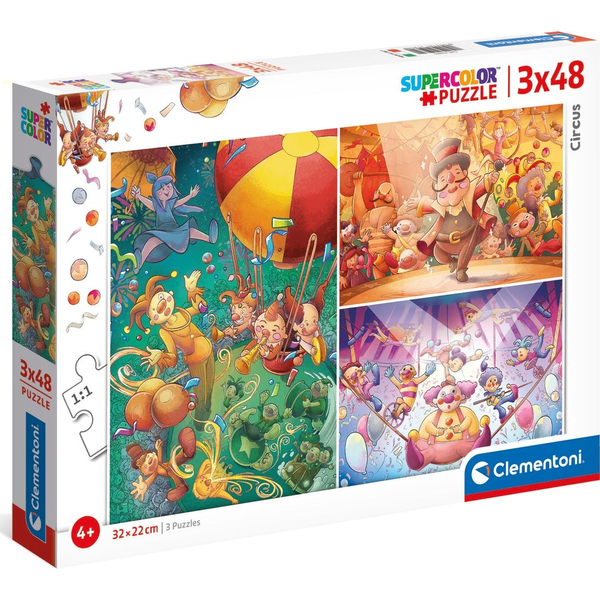 Пъзел 3в1, Clementoni, Circus, 3 x 48 части, Многоцветен, 4+