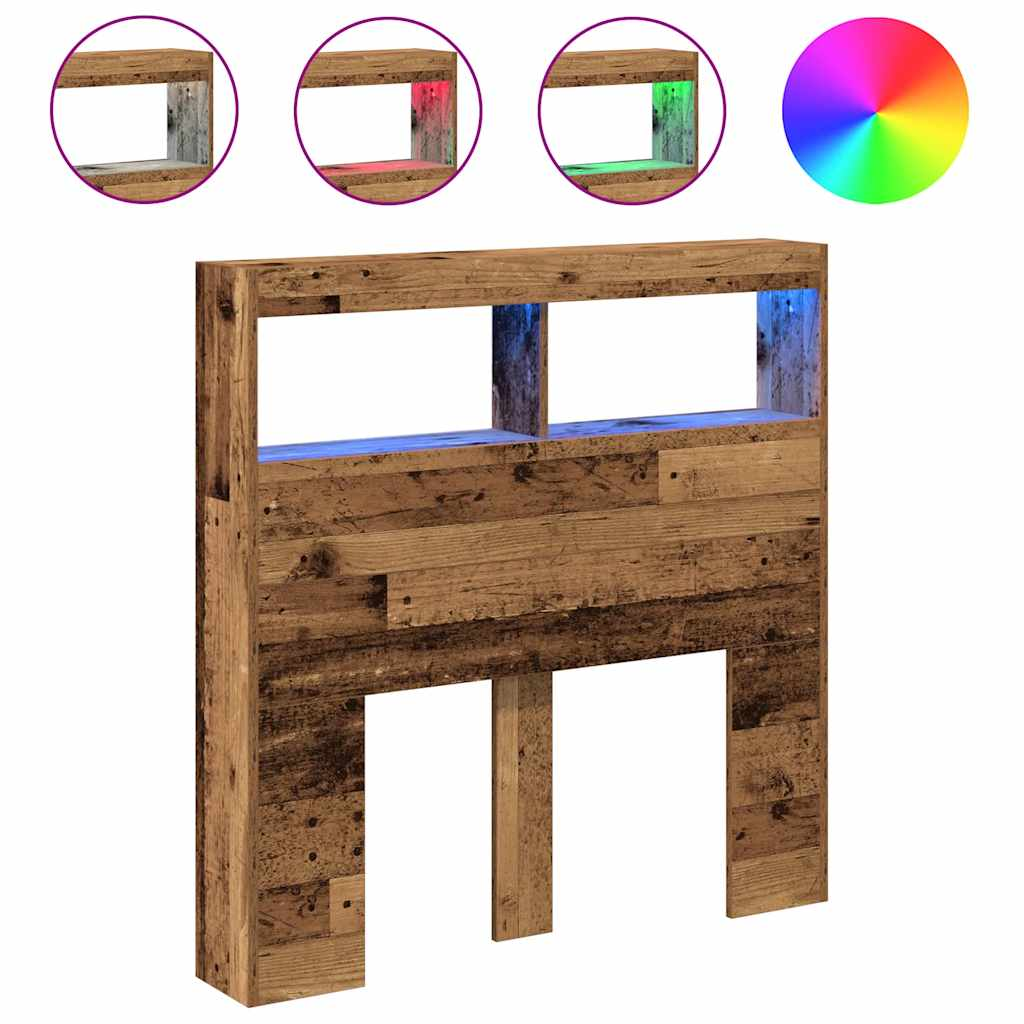 antik fa áthidalószekrény LED-világítással 100 x 17 x 102 cm (863125)