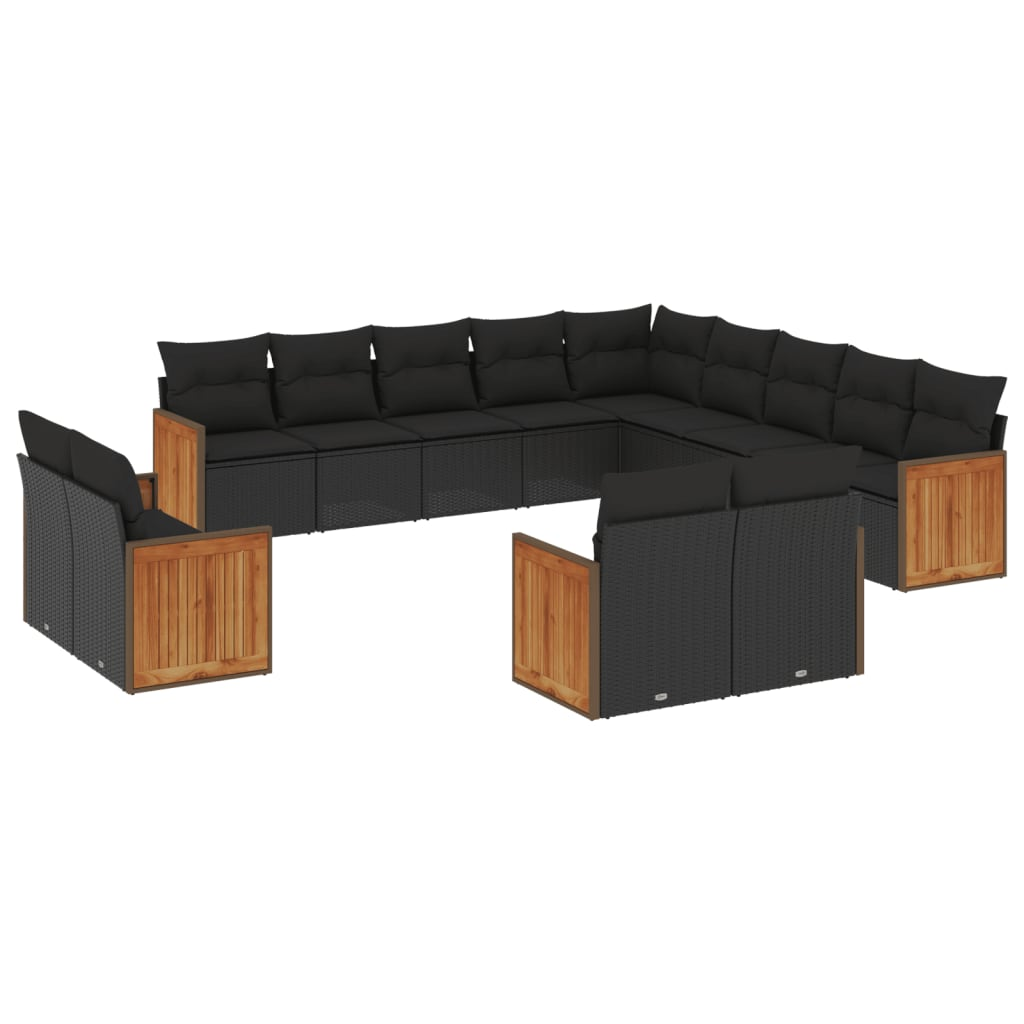 13 részes fekete polyrattan kerti ülőgarnitúra párnákkal (3228204)