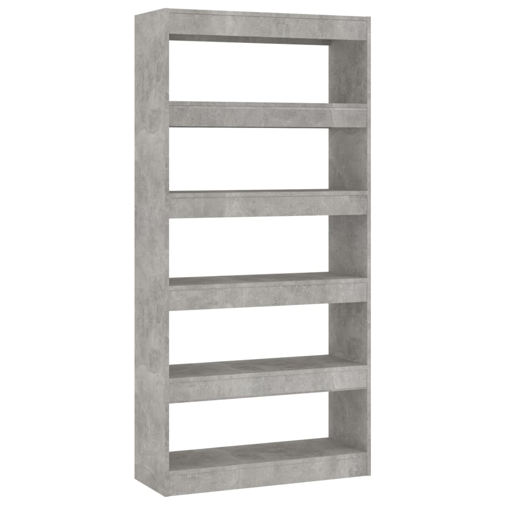 betonszürke forgácslap térelválasztó könyvszekrény 80x30x166 cm (811722)