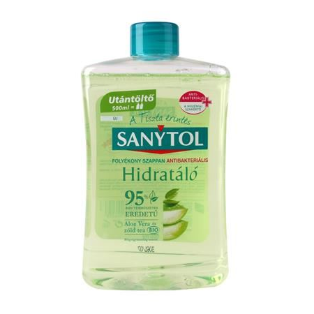 Sanytol antibakteriális folyékony szappan utántöltő zöld tea és aloe vera 500ml (36650125)