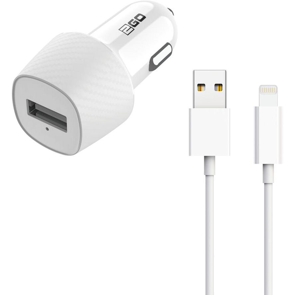2GO Kfz-Lade-Set 2-teilig  USB auf Lightning  weiß