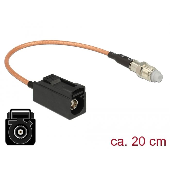 Delock FAKRA A-hüvely > FME-hüvely RG-316 antenna kábel 20cm (89680) (DE89680)