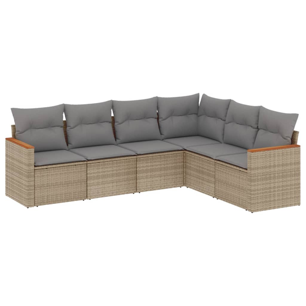 Set canapele de grădină, 6 piese, cu perne, bej, poliratan