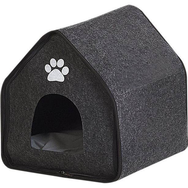 Cama Para Mascotas Gris Oscuro 40 X 40 Cm Perros Fieltro Interior Descanso Jangi