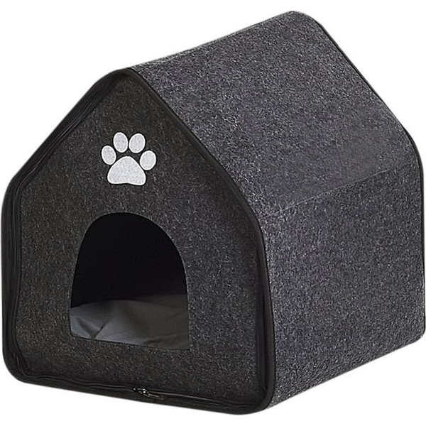 Cama Para Mascotas Gris Oscuro 40 X 40 Cm Perros Fieltro Interior Descanso Jangi