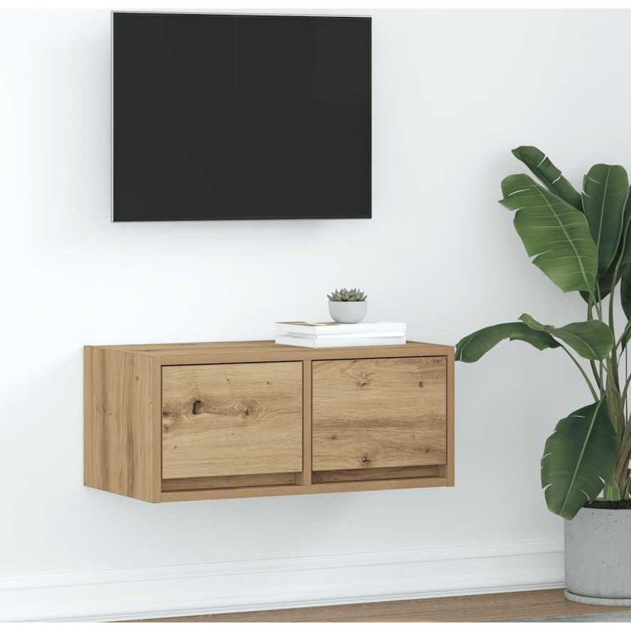 kézműves tölgy színű szerelt fa TV-szekrény 60x31x25,5 cm (861506)