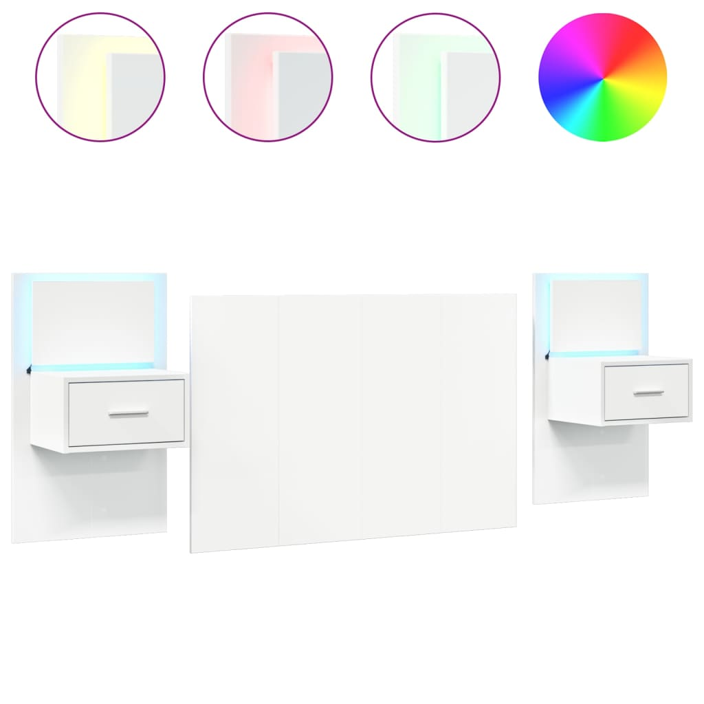 fehér szerelt fa ágyfejtámla szekrényekkel 120 cm (3295331)