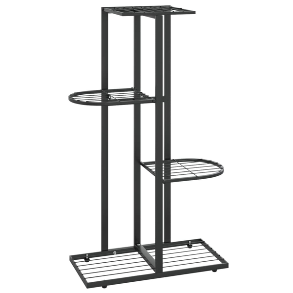 Suport pentru flori cu 4 nivele, negru, 43x22x76 cm, metal