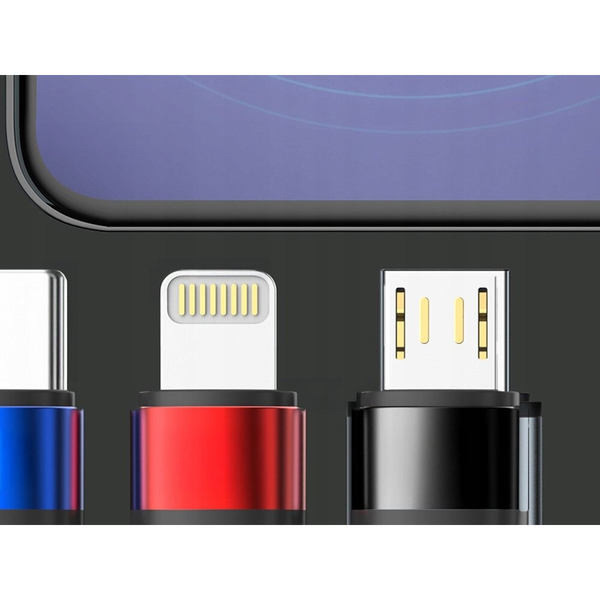 Kábel 3mk USB - USB typ C / microUSB / Lightning 1,2 m čierny