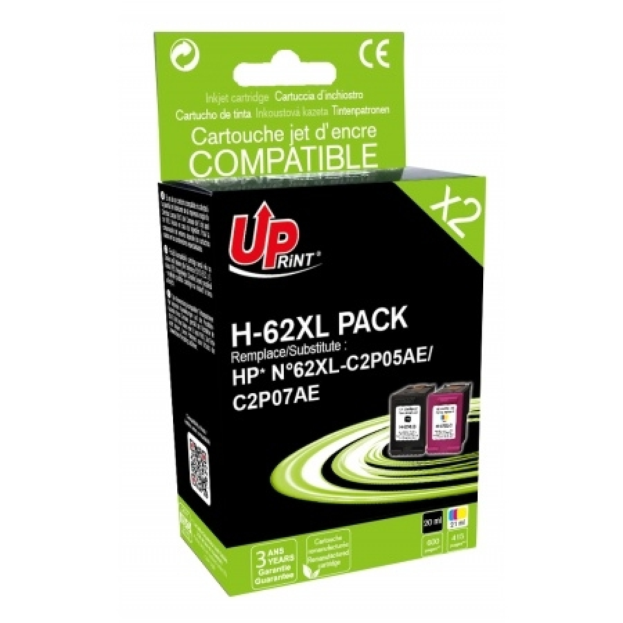 UPrint (HP 62XL BK+CL) Tintapatron - Fekete/Tri-Color (H-62XL-PACK-UP)