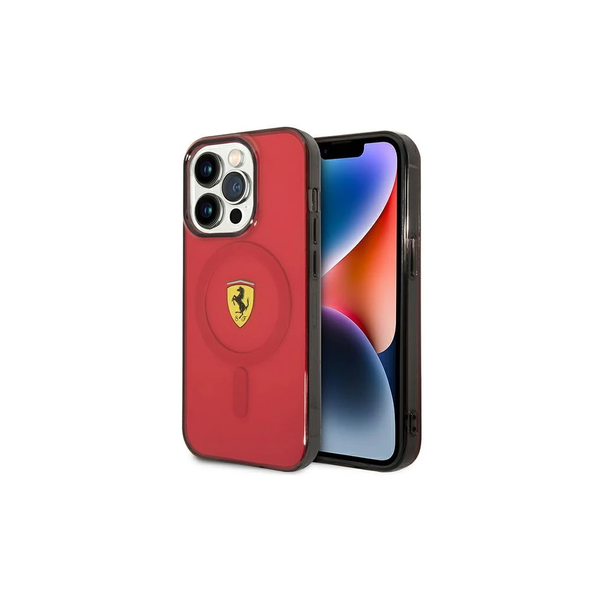 Ferrari FEHMP14XURKR iPhone 14 Pro Max 6.7" készülékhez Translucent Magsafe merev tok piros
