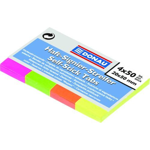  Donau Karteczki znaczniki neonowe 20x50mm, 4kol.x50szt. (14K088X)