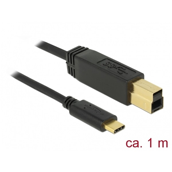 DELOCK Kabel USB 3.1 Gen2 C > B 1.0m schwarz