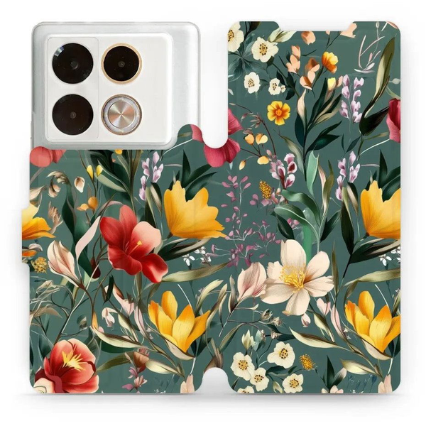 Mobiwear Infinix Note 40 Pro / Note 40 Pro+ 5G flip tok - zöld rét