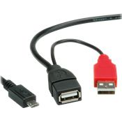 ROLINE USB 2.0 Y-Kabel 2x Typ A ST / BU - Micro B ST 1m