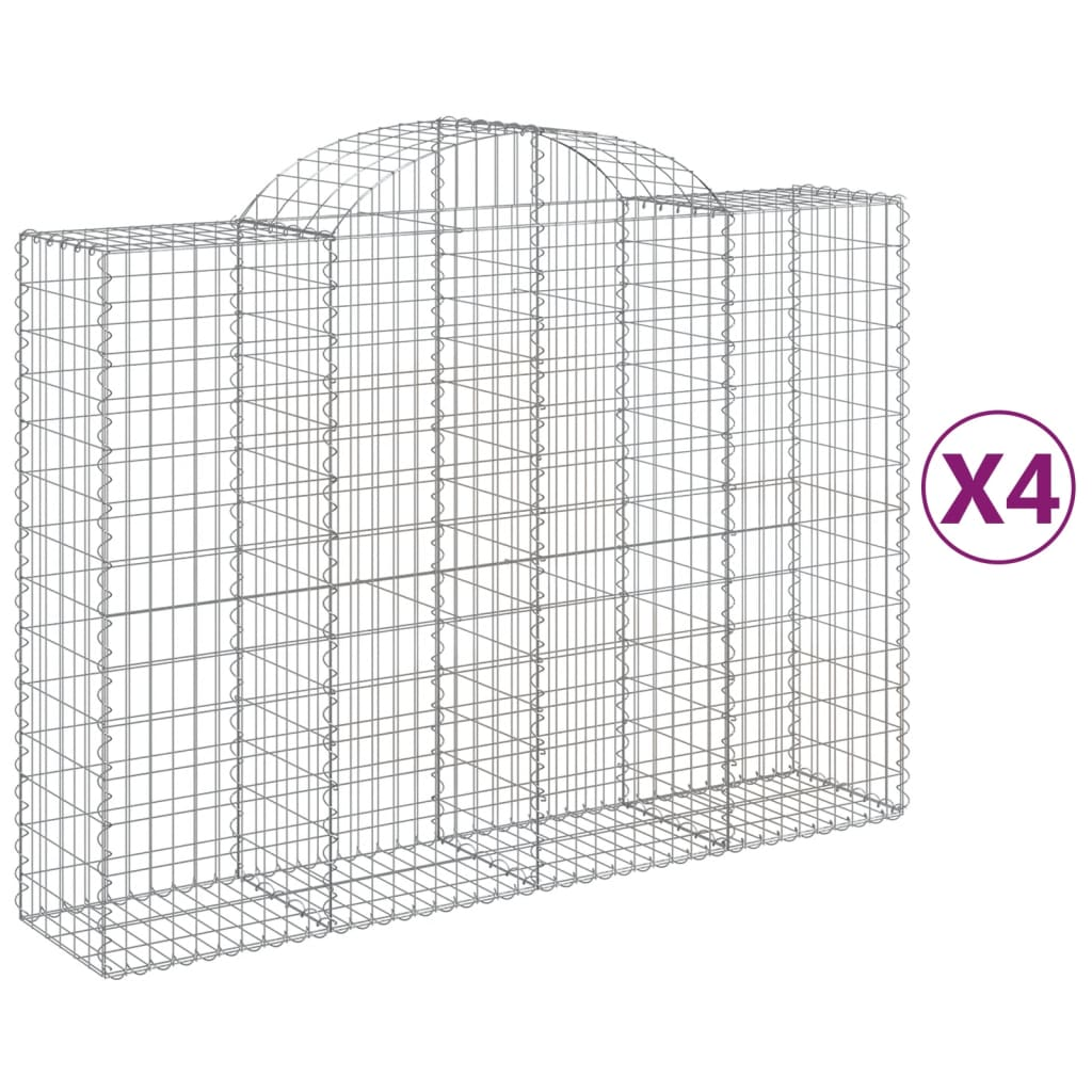 4 db íves horganyzott vas gabion kosár 200x50x140/160 cm (3146364)