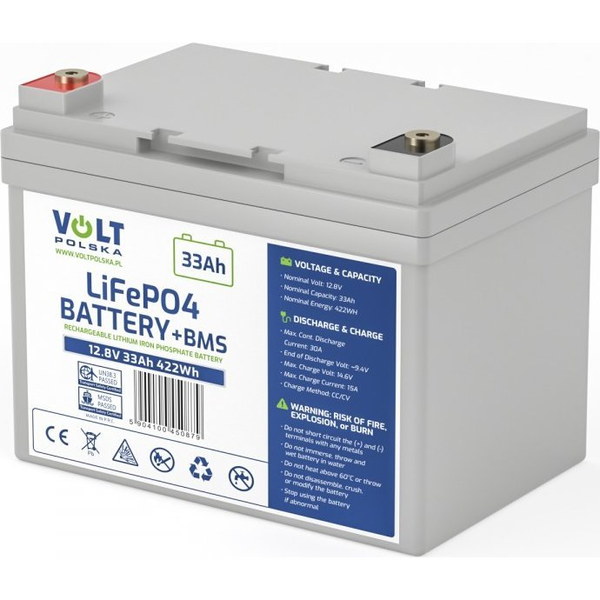 Volt Akumulator LiFePO4 12.8V 33Ah 30A