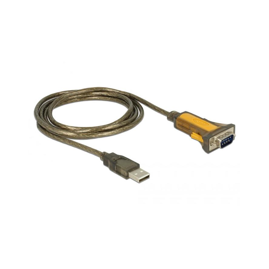 DeLOCK 65840 USB 2.0 apa -> Kiterjesztett hőmérséklet tartományú RS232 (Soros) apa adapter kábel 1.5m - Átlátszó (65840)