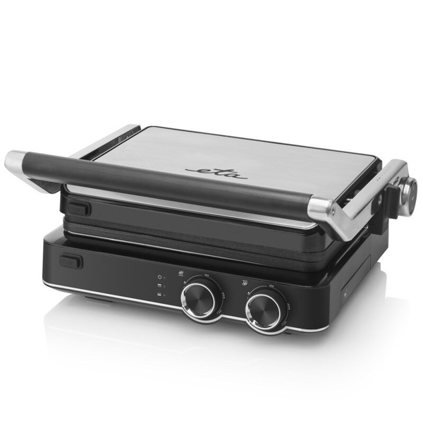 Електрическа скара ETA GrilChef 5156, 2000 W, неръждаема стомана, 180 градуса отваряне, 2 термостата