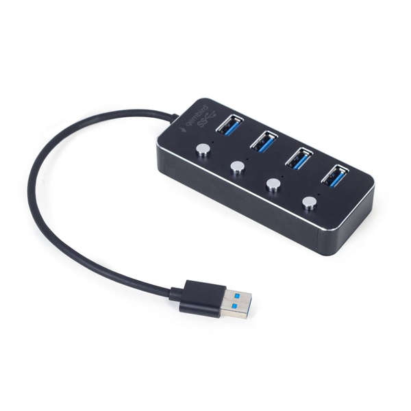 Hub, Gembird, USB3.1, Cu 4 porturi, Negru