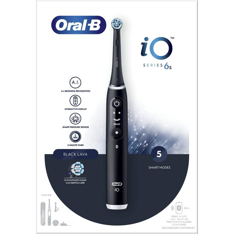 Oral-B iO Series 6s Black Lava (4210201409137) Elektromos fogkefe Forgó/oszcilláló Fekete