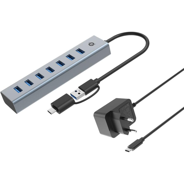 Conceptronic HUBBIES21GP κατανεμητής διεπαφών USB 3.2 Gen 1 (3.1 Gen 1) Type-A 5000 Mbit/s Γκρι