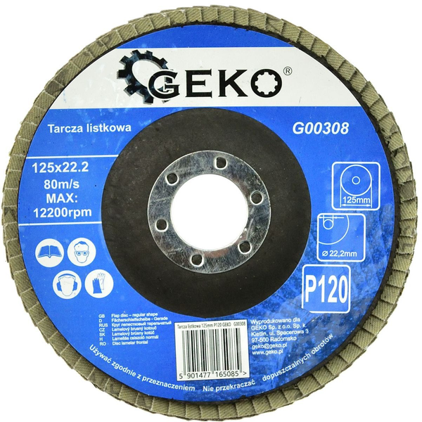 Tarcza listkowa 125mm P120 GEKO (10/200)