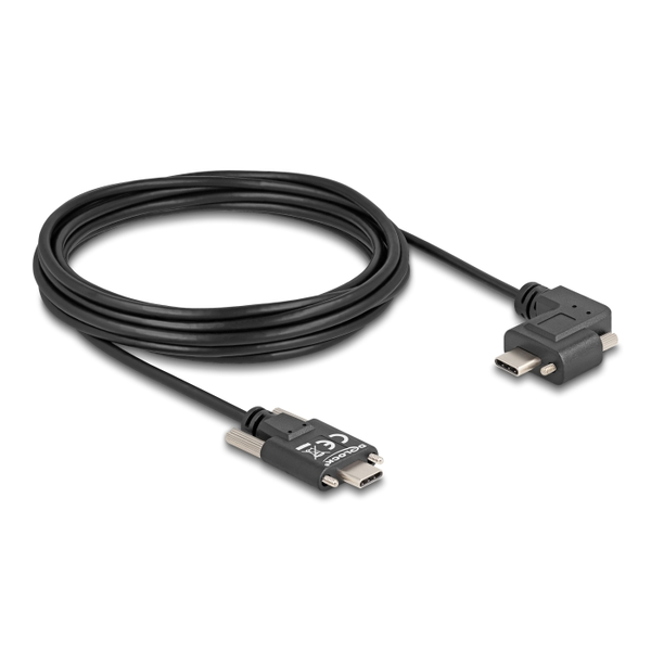 Delock USB 2.0 kábel USB Type-C  apa csatlakozó csavarokkal - USB Type-C  apa csatlakozó csavarokkal ívelt bal / jobb PD 3.0 60 W 5 m (80959)