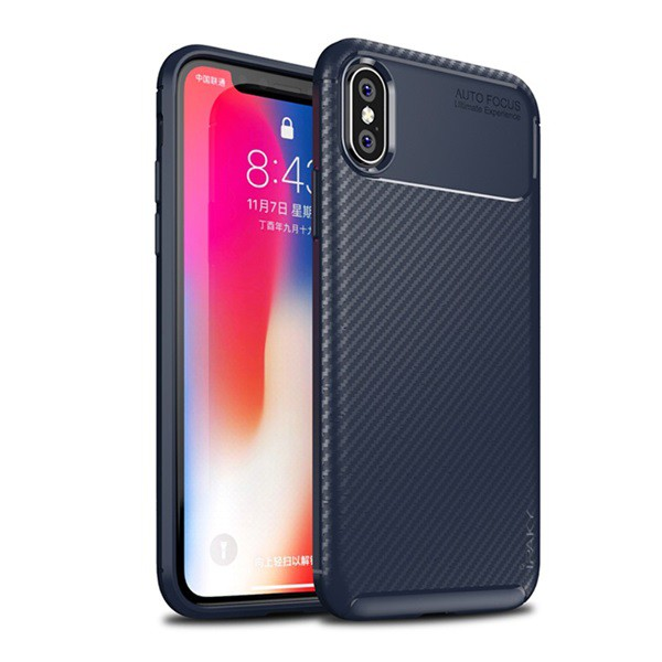 IPAKY szilikon telefonvédő (karbon minta) SÖTÉTKÉK [Apple iPhone XS 5.8] (5996457810635)