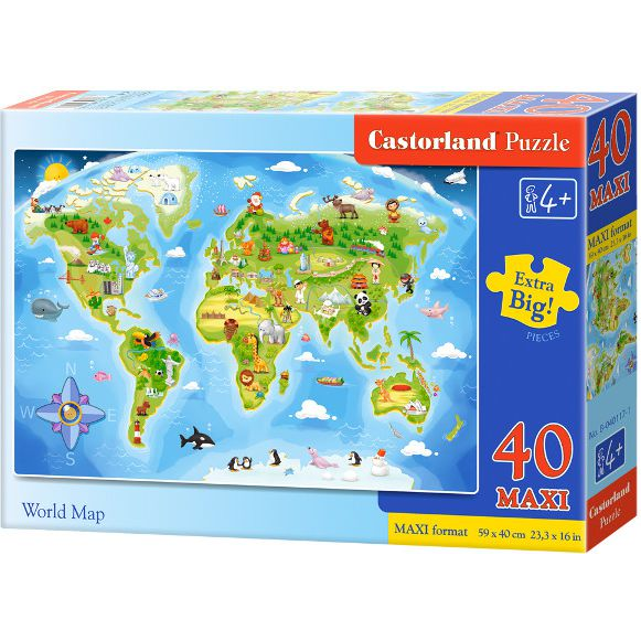 Castorland World Map 40 pcs Puzzle 40 pz Cartoni