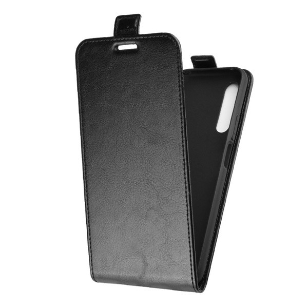 Tok álló, bőr hatású (FLIP, lefelé nyíló, szilikon tartó) FEKETE [Huawei P Smart Pro (2019)] (5996457928118)