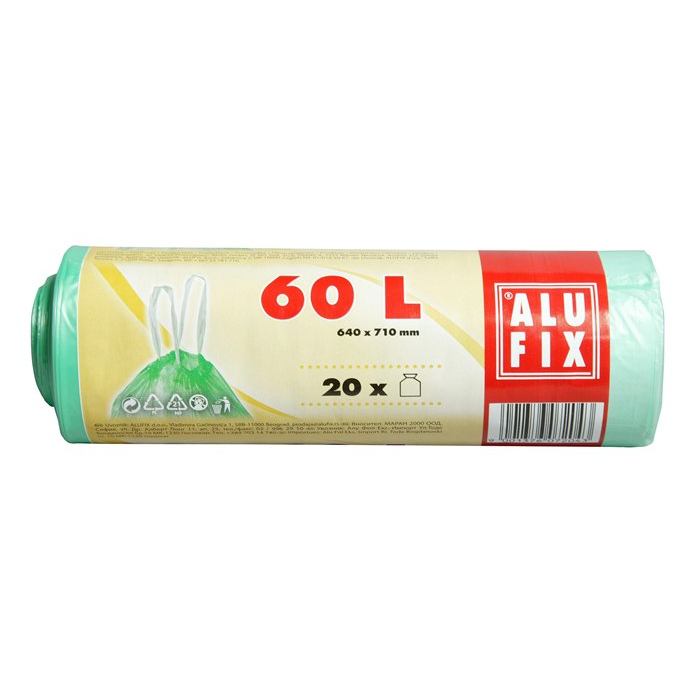 AluFix Zárószalagos szemeteszsák 60 l (20 db / tekercs) - Zöld (MSZH60UNI)