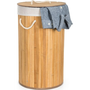 G21 szennyeskosár 55 l, bambusz kerek fehér kosárral