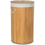 G21 szennyeskosár 55 l, bambusz kerek fehér kosárral