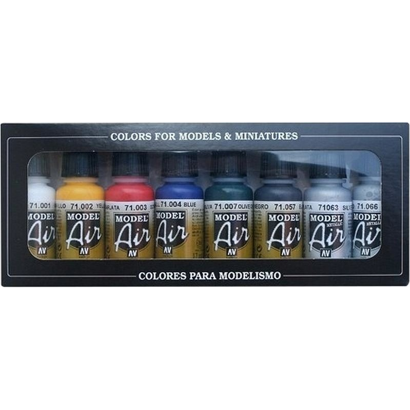 Vallejo 71174 Modellvasút színezőárnyalat Fehér, Sárga, Piros, Kék, Olivazöld, Fekete, Ezüst (fémes), Arany (fémes) 1 db (2021697)